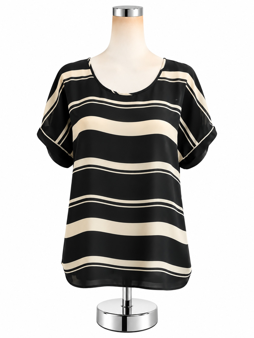 Banana Republic Breton Stripe Short Sleeve Top Black Cream Size Medium